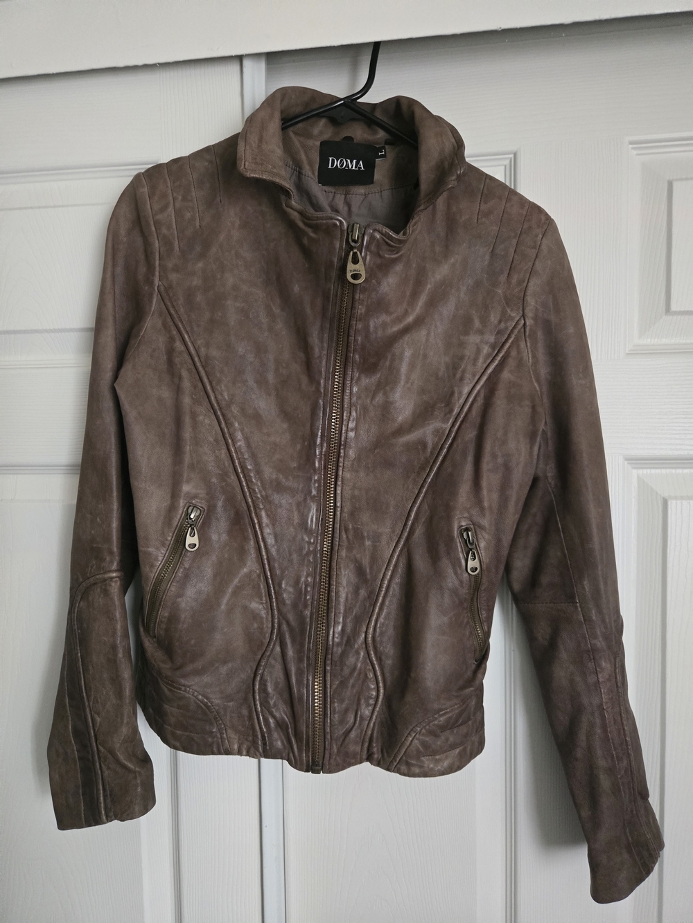 DOMA Women's Brown Leather Zip Jacket - Picture 2 of 11
